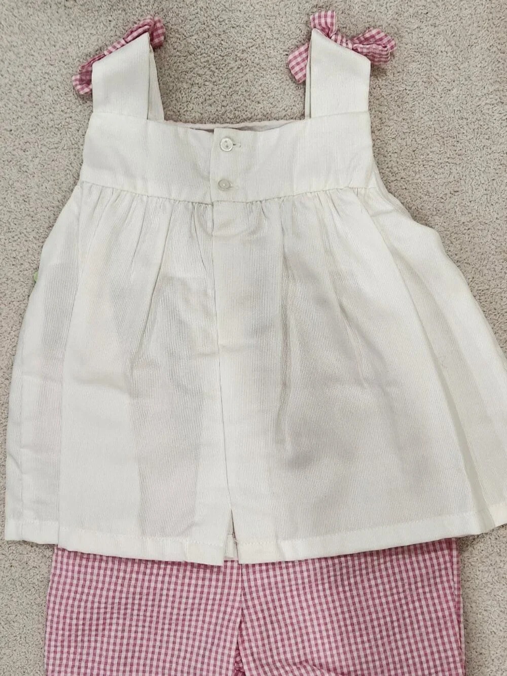 Petite Ami - Girls' Pink and White Seersucker Capri Set